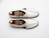 White Leather Tana Peshawari Loafers | Wedding Shoes for Groom | Shoes for Haldi Mehendi Sangeet