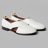 White Leather Tana Peshawari Loafers | Wedding Shoes for Groom | Shoes for Haldi Mehendi Sangeet