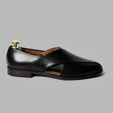 Black Leather Tana Peshawari Loafers | Wedding Shoes for Groom | Shoes for Haldi Mehendi Sangeet