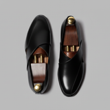 Black Leather Tana Peshawari Loafers | Wedding Shoes for Groom | Shoes for Haldi Mehendi Sangeet