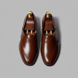 Brown Leather Tana Peshawari Loafers | Wedding Shoes for Groom | Shoes for Haldi Mehendi Sangeet