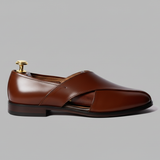 Brown Leather Tana Peshawari Loafers | Wedding Shoes for Groom | Shoes for Haldi Mehendi Sangeet