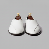 White Leather Tana Peshawari Loafers | Wedding Shoes for Groom | Shoes for Haldi Mehendi Sangeet