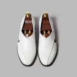 White Leather Tana Peshawari Loafers | Wedding Shoes for Groom | Shoes for Haldi Mehendi Sangeet