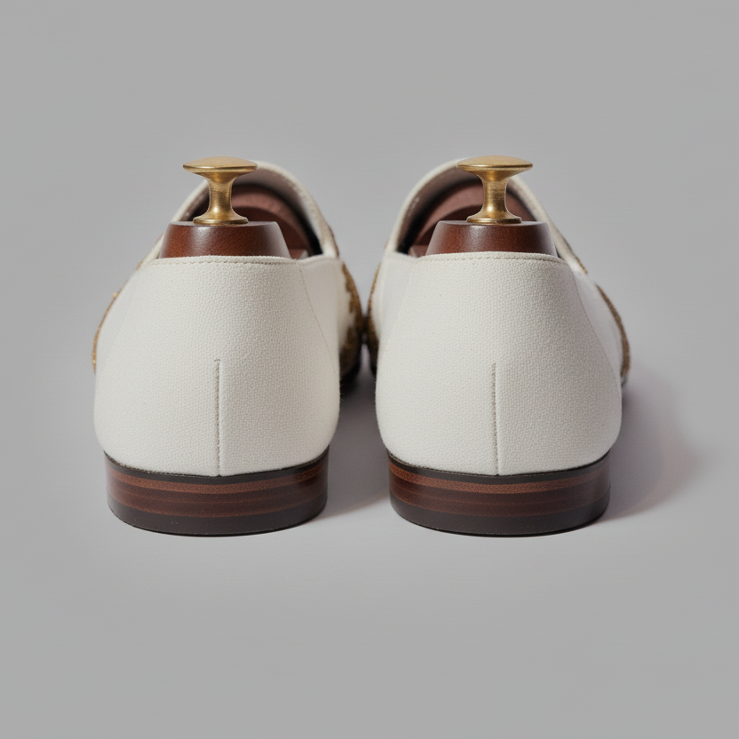 White Velvet Tana Peshawari Hand Embroidered Zardozi Loafers | Wedding Shoes for Groom | Shoes for Haldi Mehendi Sangeet