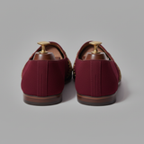 Burgundy Velvet Tana Peshawari Hand Embroidered Zardozi Loafers | Wedding Shoes for Groom | Shoes for Haldi Mehendi Sangeet