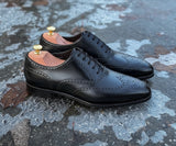 Black Leather Madeira Brogue Oxfords - Formal Shoes