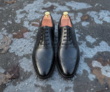 Black Leather Madeira Brogue Oxfords - Formal Shoes