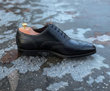 Black Leather Madeira Brogue Oxfords - Formal Shoes