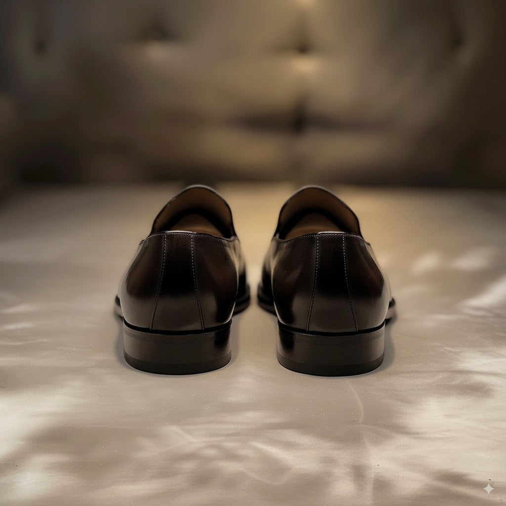 Black Leather Pointed Toe Cap Boardroom Brilliance Loafer - Summer 2024 Collection