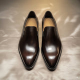Black Leather Pointed Toe Cap Boardroom Brilliance Loafer - Summer 2024 Collection