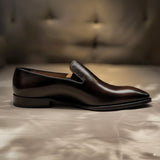 Black Leather Pointed Toe Cap Boardroom Brilliance Loafer - Summer 2024 Collection