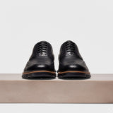 Black Leather Everett Lace Up Oxfords with Black Hybrid Sole - SS23