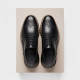 Black Leather Everett Lace Up Oxfords with Black Hybrid Sole - SS23