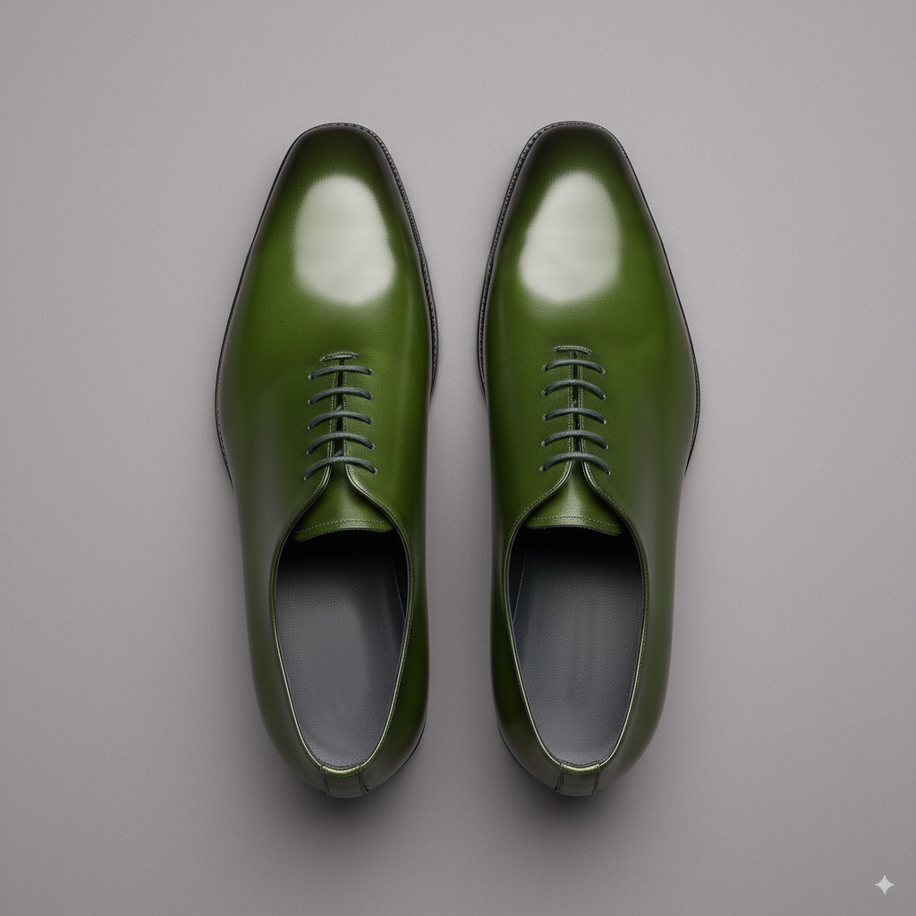 Green Leather Nandes Oxford Shoes