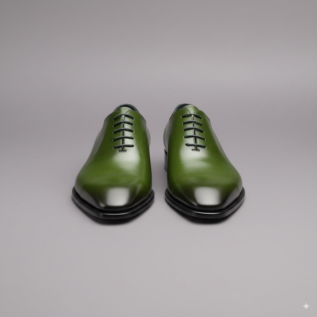 Green Leather Nandes Oxford Shoes