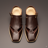 Brown Leather Peshawari Sandal | Wedding Shoes for Groom | Shoes for Haldi Mehendi Sangeet - Wedding Essentials