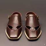 Brown Leather Peshawari Sandal | Wedding Shoes for Groom | Shoes for Haldi Mehendi Sangeet - Wedding Essentials