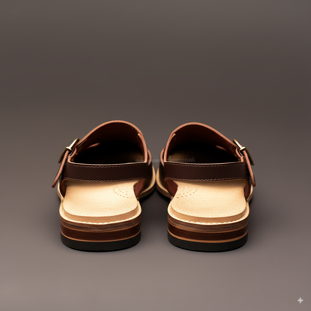 Brown Leather Peshawari Sandal | Wedding Shoes for Groom | Shoes for Haldi Mehendi Sangeet - Wedding Essentials