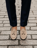 Beige Suede Leather Fresco Loafers : The Dapper Edit