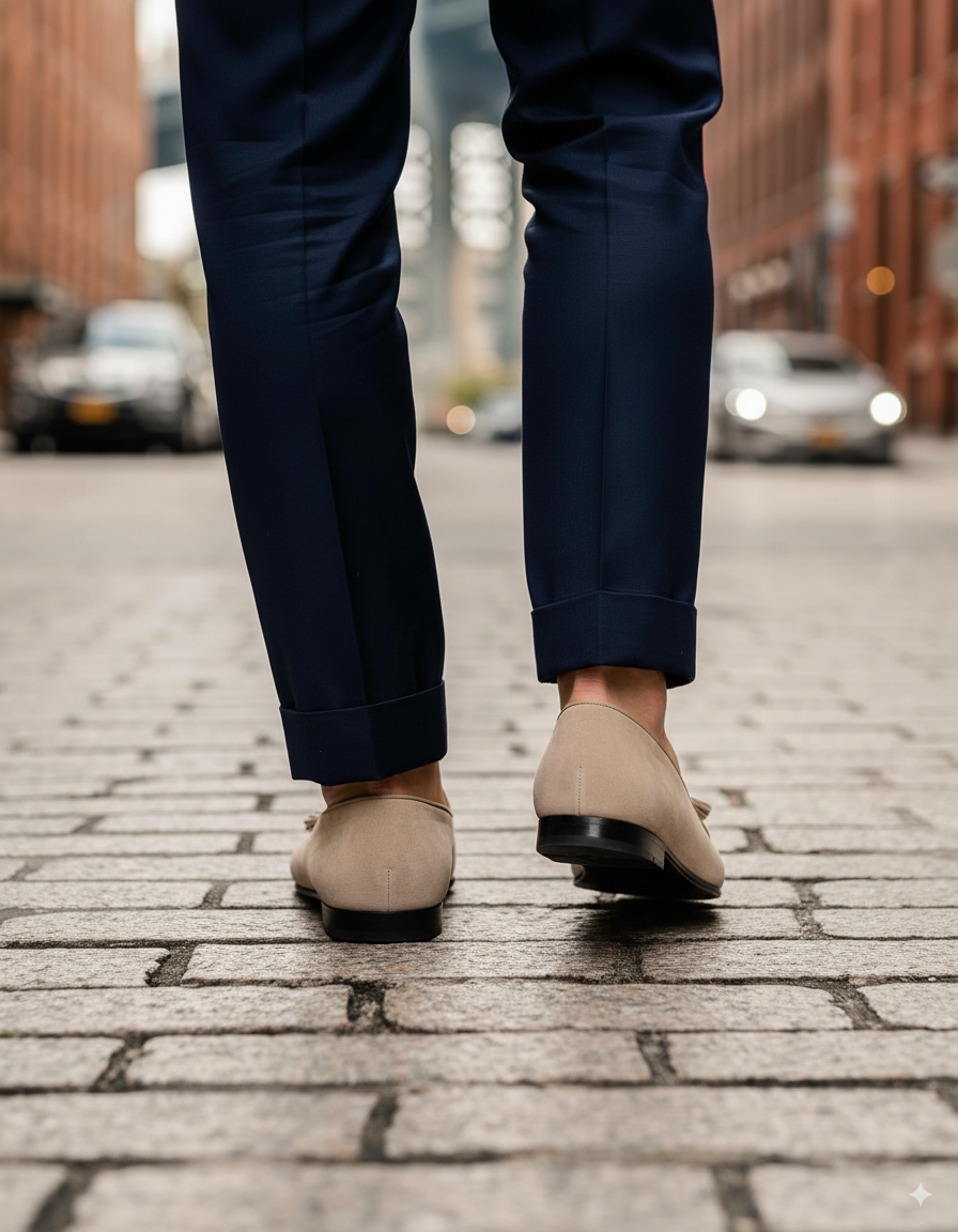 Beige Suede Leather Fresco Loafers : The Dapper Edit