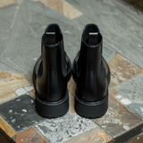 Black Leather Ammone With Thick Sole Chelsea Boot: The Royale Collection