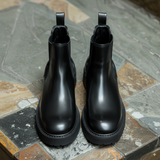 Black Leather Ammone With Thick Sole Chelsea Boot: The Royale Collection