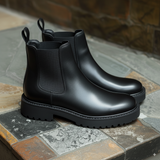 Black Leather Ammone With Thick Sole Chelsea Boot: The Royale Collection