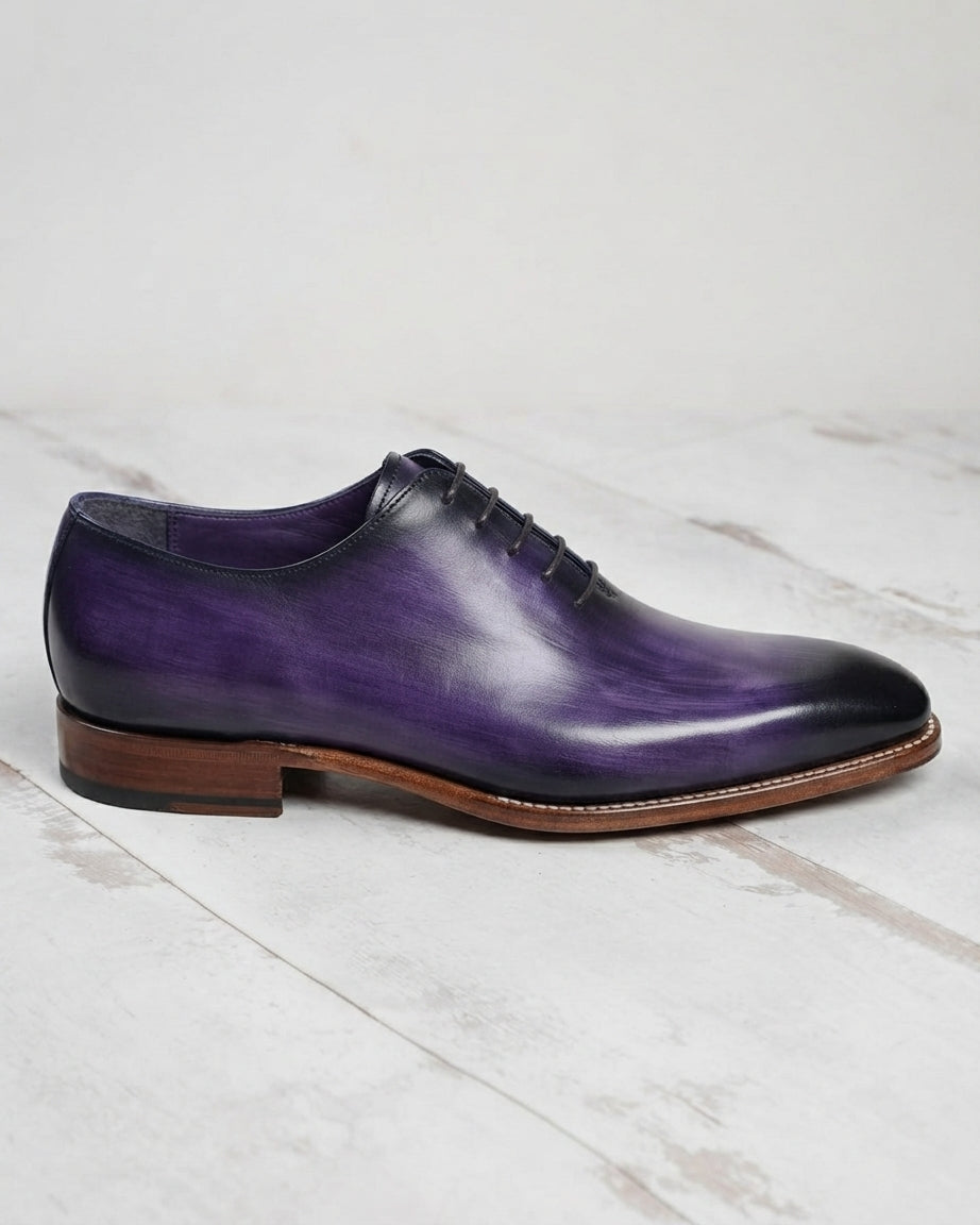 Purple Leather Ameryx Whole Cut Oxford Shoes with White Soles - Summer 2024 Collection