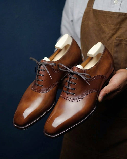 Tan Leather Elowen Brogue Oxfords - Formal Shoes - SS23 - ITALIAN AW26