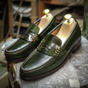 Green Leather Maurizio Loafers