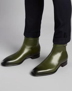 Green Leather Cracio Slip On Jodhpur Boots