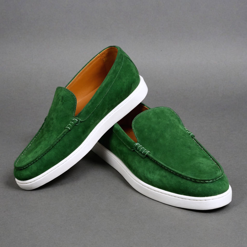 Green Suede Leather Magnus Slip On Sneakers