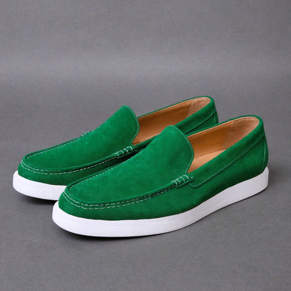 Green Suede Leather Anthea Slip On Sneakers