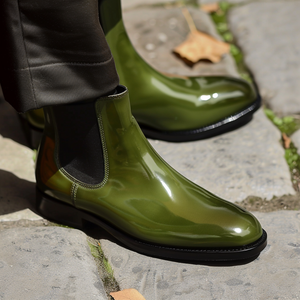 Green Leather Oliviero Chelsea Boots
