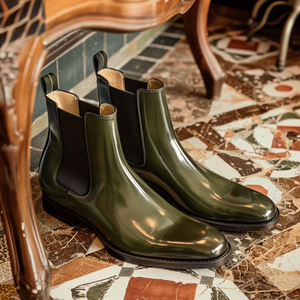 Green Leather Mirko Chelsea Boots