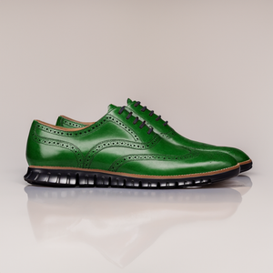 Green Leather Everett Lace Up Oxfords with Black Hybrid Sole - SS23