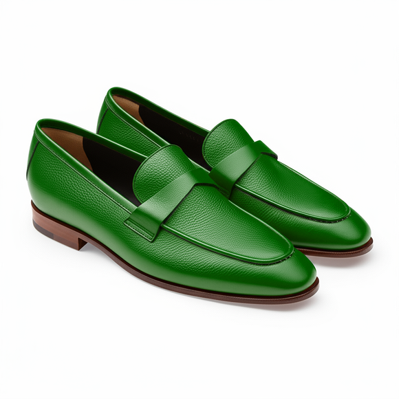 Green Leather Lucian Slip On Unlined Loafers - Comfort First Edition