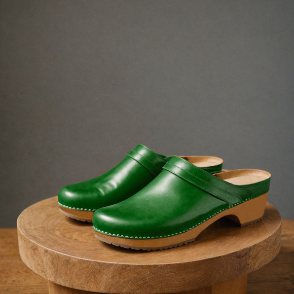 Green Leather Celeste Calm Mule Loafers - Summer 2024 Collection