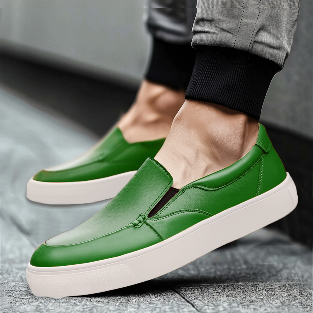 Green Leather Wheat Whisper Slip On Sneakers  - Summer 2024 Collection