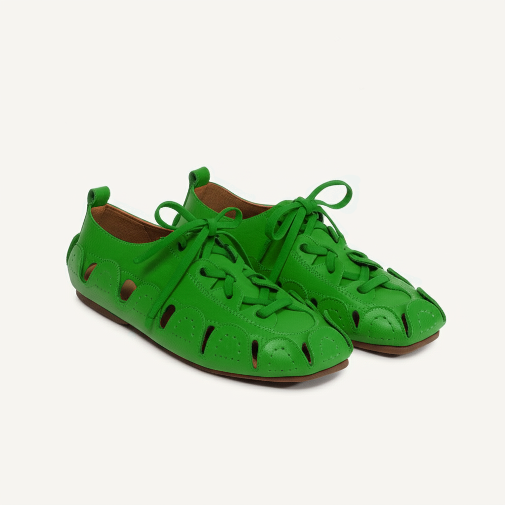 Green Leather Amigo Lace-Up Sneakers