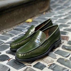 Green Leather Leandro Loafers