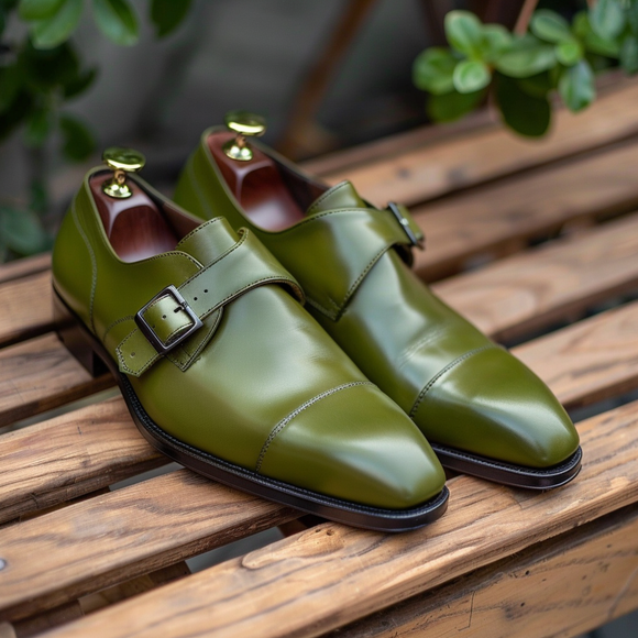 Green Leather Gerardo Monk Straps