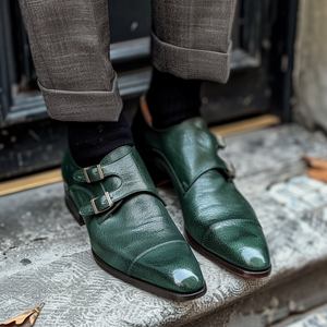 Dark Green Leather Gaetano Monk Straps