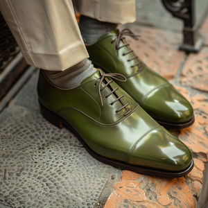 Green Leather Eugenio Oxfords