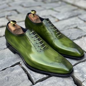 Green Leather Cosimo Oxfords