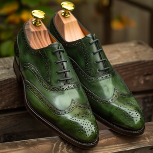 Green Leather Corrado Oxfords