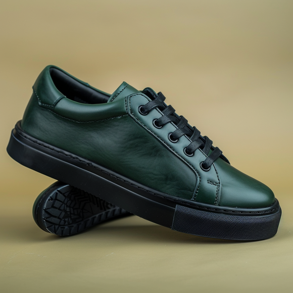 Green Bernardino Sneaker With Black Sole