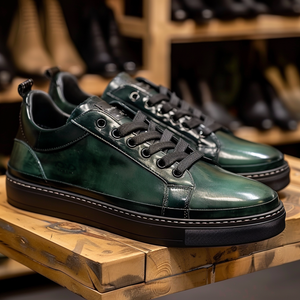 Green Benedetto Sneaker With Black Sole