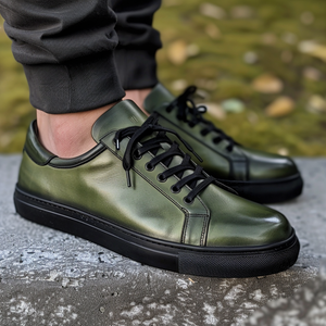 Green Battista Sneaker With Black Sole